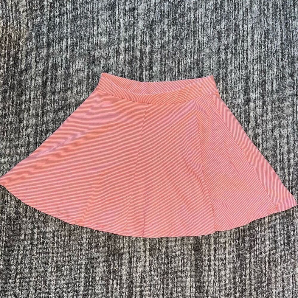 SO Womens Mini Skater Skirt Size Medium Coral Pink Pull In Striped Y2K‎